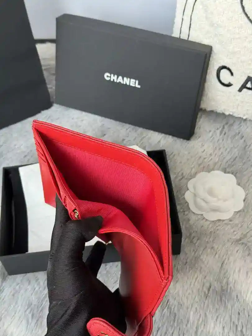 Chanel AP3196 Classic Passport Wallet Hold Calfskin Red