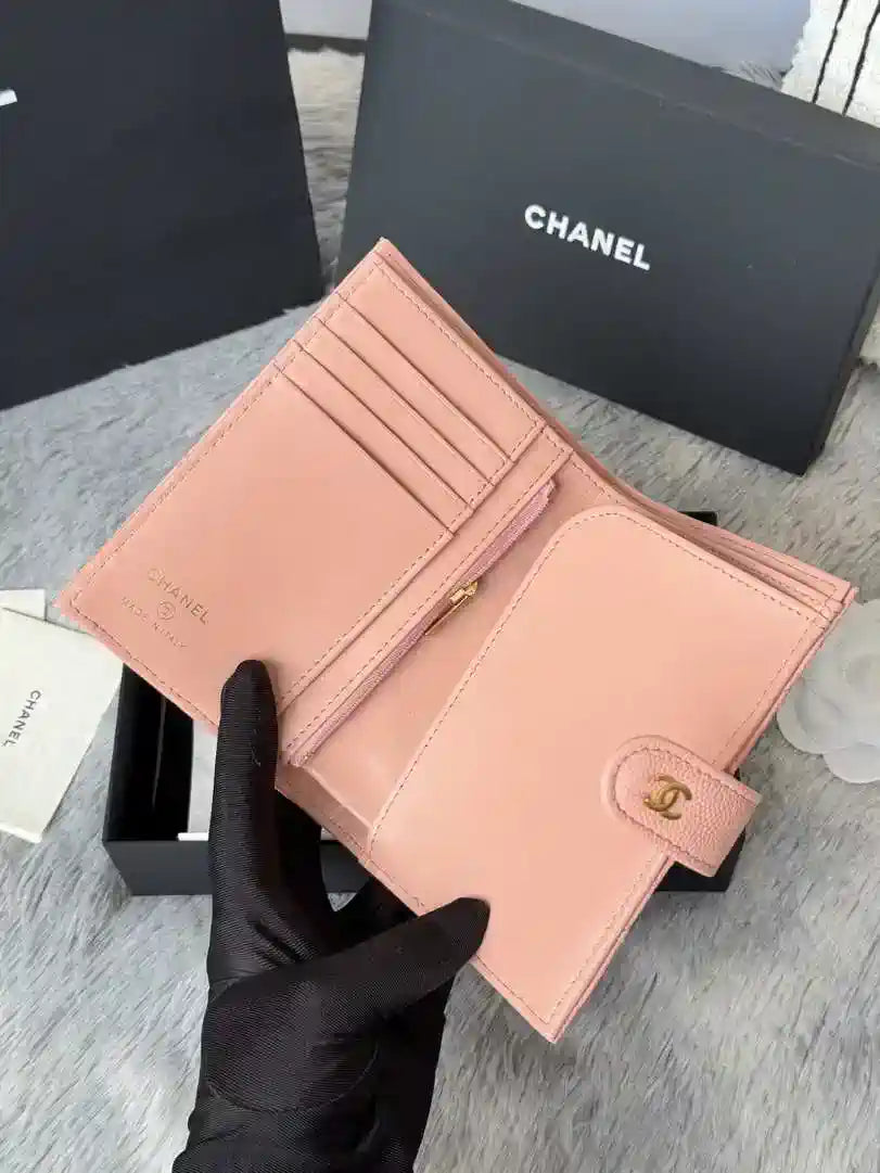 Chanel AP3196 Classic Passport Wallet Hold Calfskin Pink