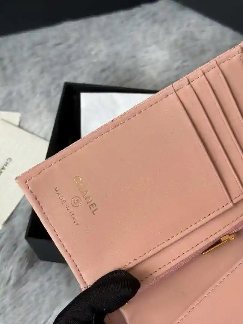 Chanel AP3196 Classic Passport Wallet Hold Calfskin Pink