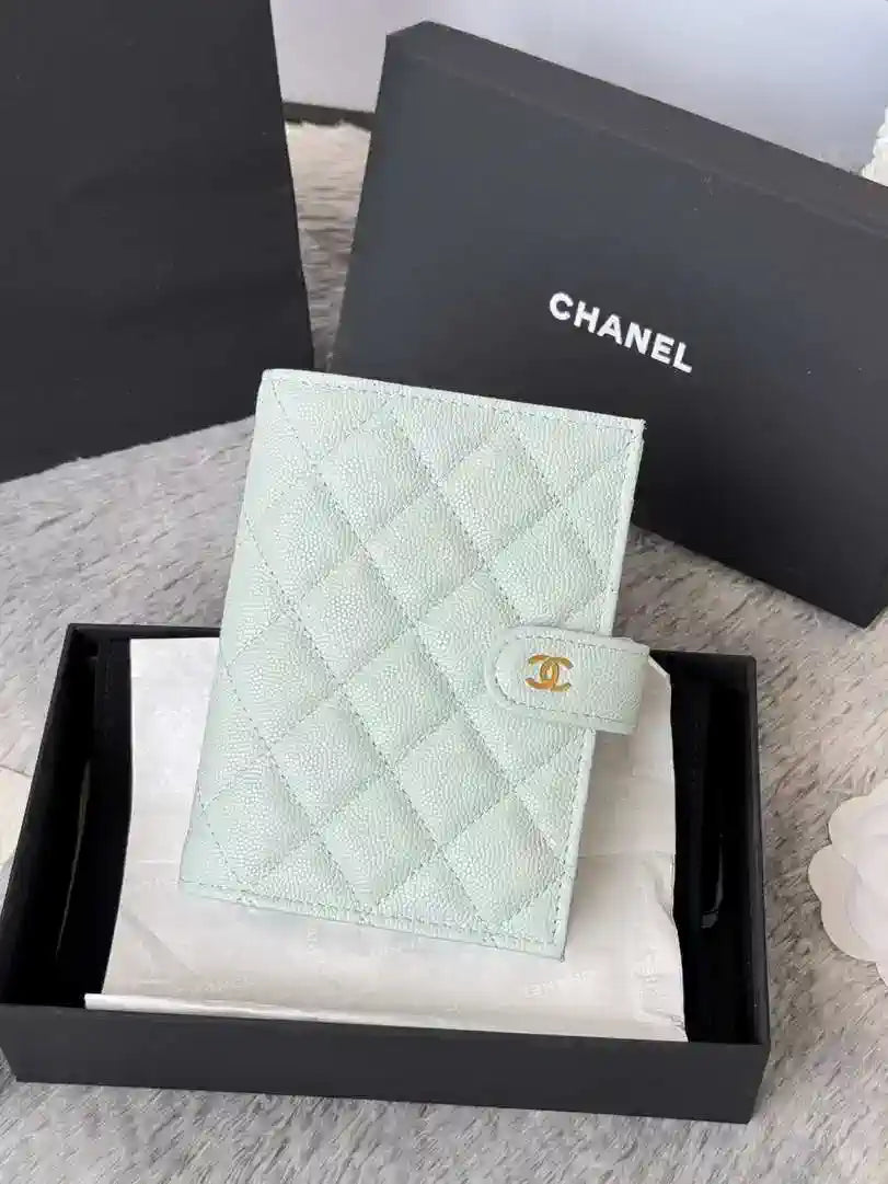 Chanel AP3196 Classic Passport Wallet Hold Calfskin light blue