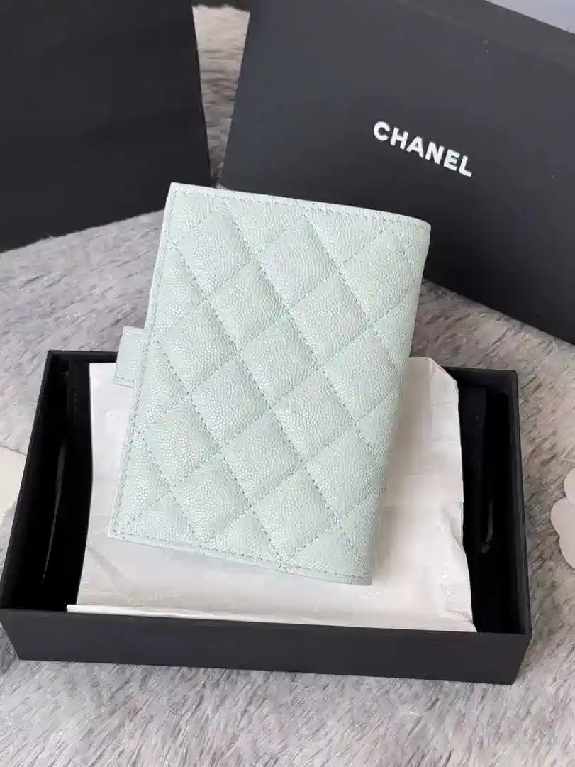 Chanel AP3196 Classic Passport Wallet Hold Calfskin light blue