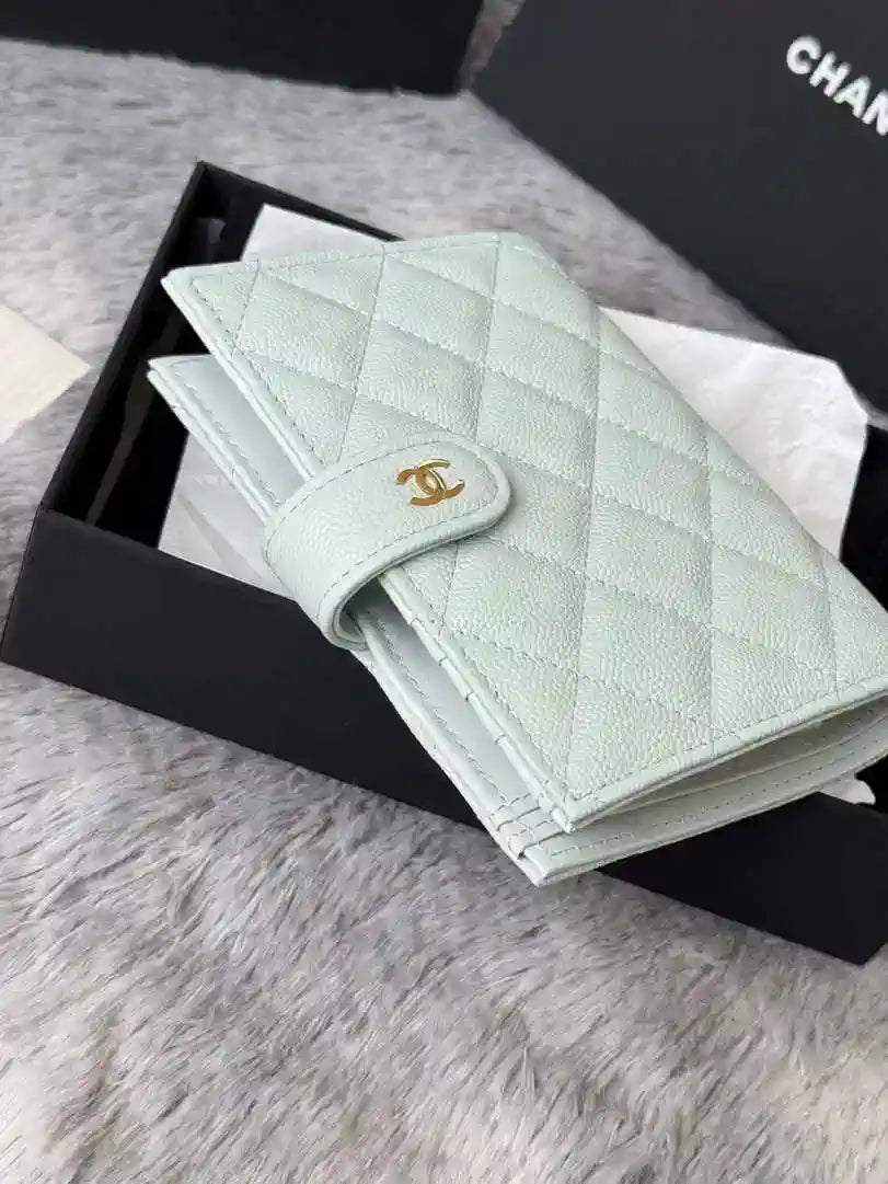 Chanel AP3196 Classic Passport Wallet Hold Calfskin light blue