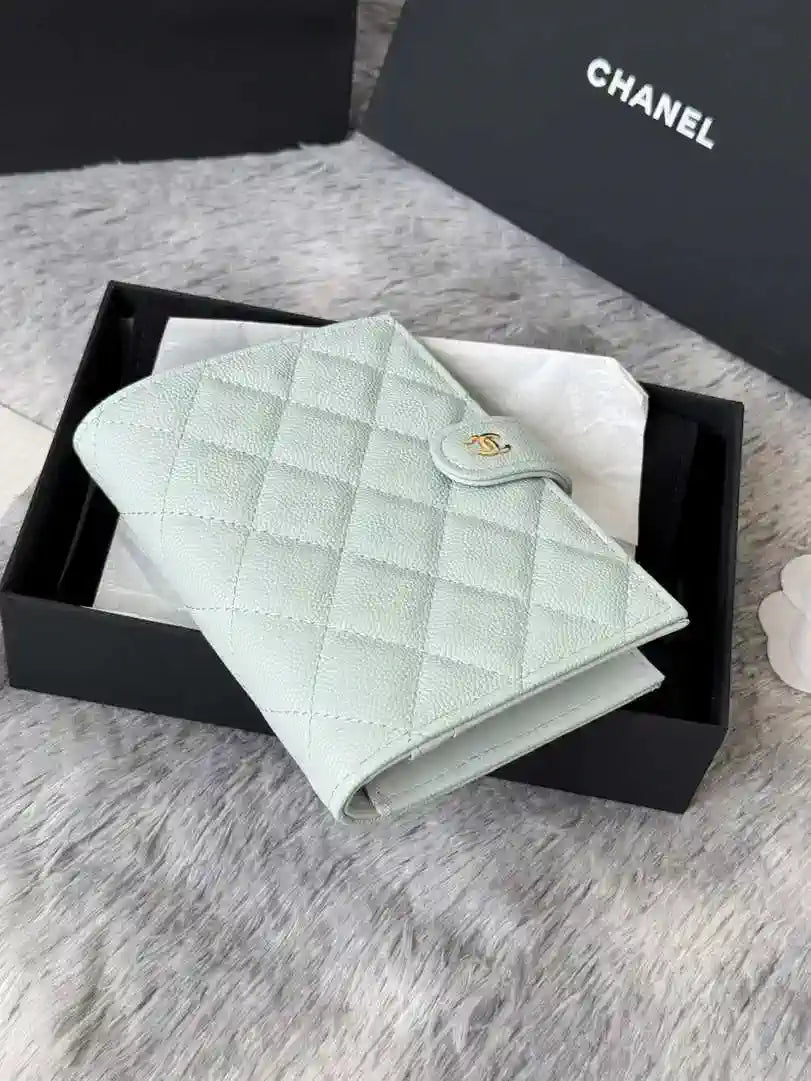 Chanel AP3196 Classic Passport Wallet Hold Calfskin light blue