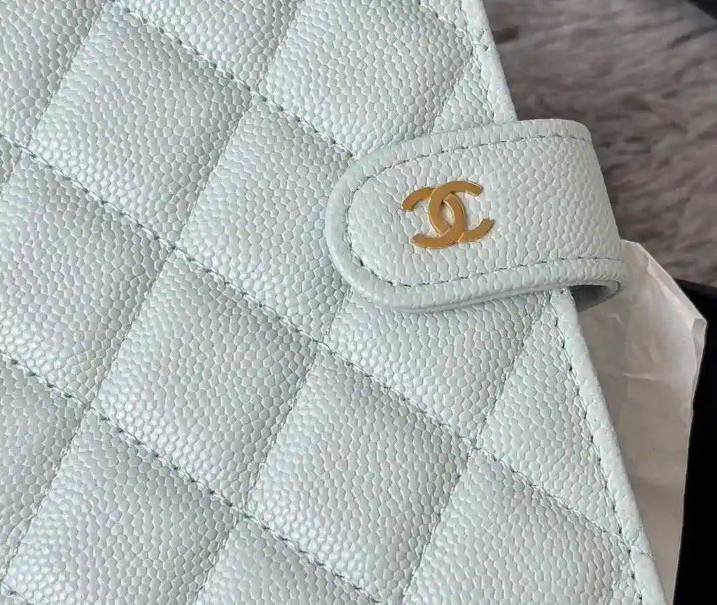 Chanel AP3196 Classic Passport Wallet Hold Calfskin light blue