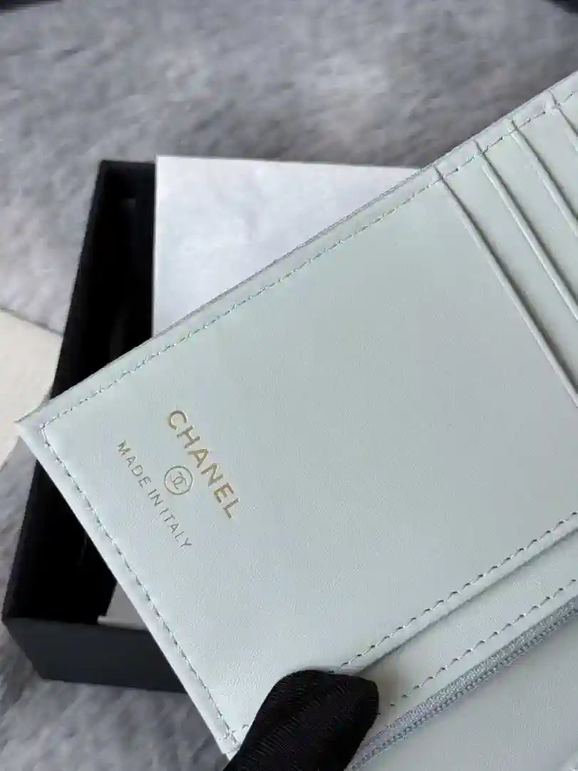 Chanel AP3196 Classic Passport Wallet Hold Calfskin light blue