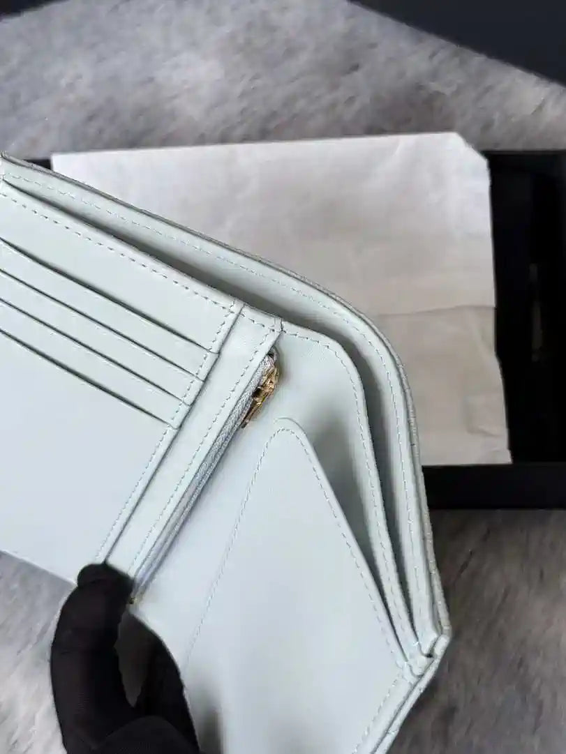 Chanel AP3196 Classic Passport Wallet Hold Calfskin light blue