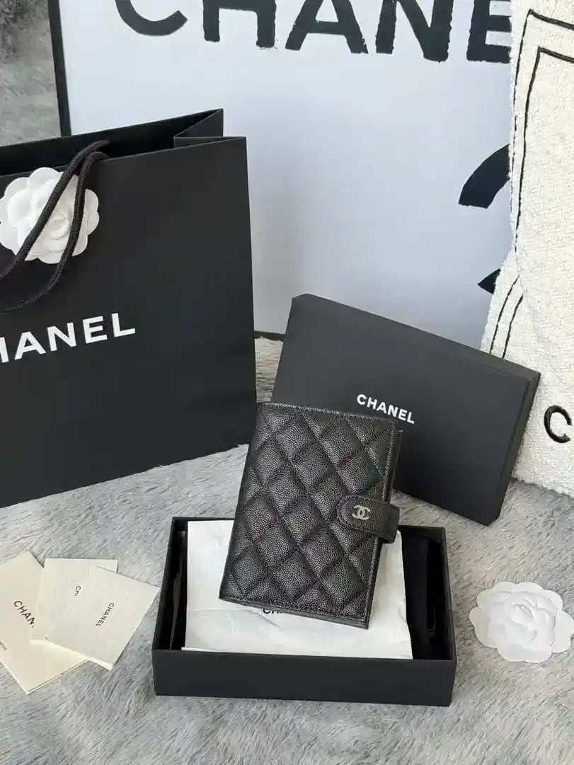 Chanel AP3196 Classic Passport Wallet Hold Calfskin Black