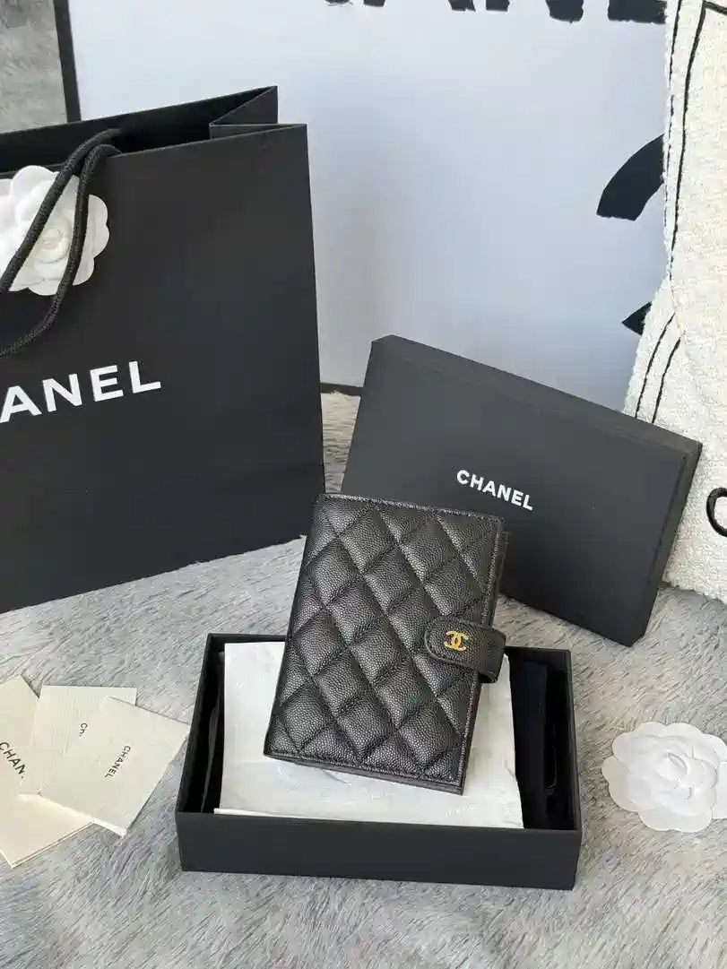 Chanel AP3196 Classic Passport Wallet Hold Calfskin Black