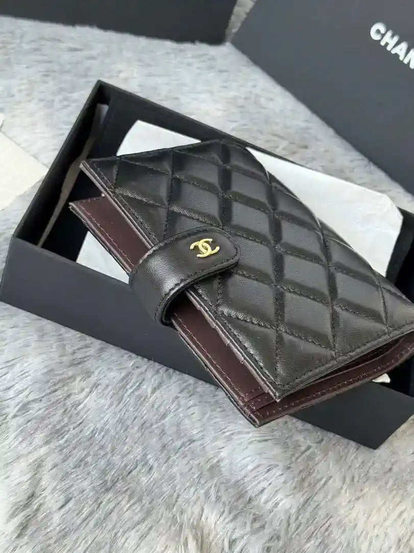 Chanel AP3196 Classic Passport Wallet Hold Lambskin Black