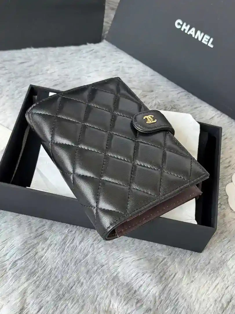 Chanel AP3196 Classic Passport Wallet Hold Lambskin Black