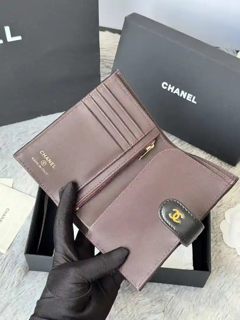 Chanel AP3196 Classic Passport Wallet Hold Lambskin Black