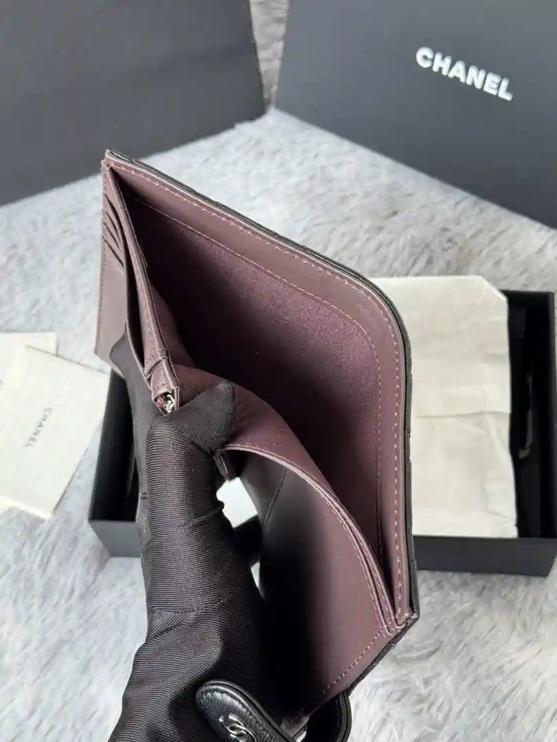 Chanel AP3196 Classic Passport Wallet Hold Lambskin Black