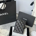 Chanel AP3196 Classic Passport Wallet Hold Rough ball Calfskin Black