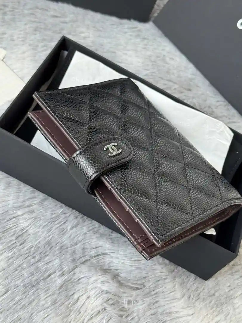 Chanel AP3196 Classic Passport Wallet Hold Rough ball Calfskin Black