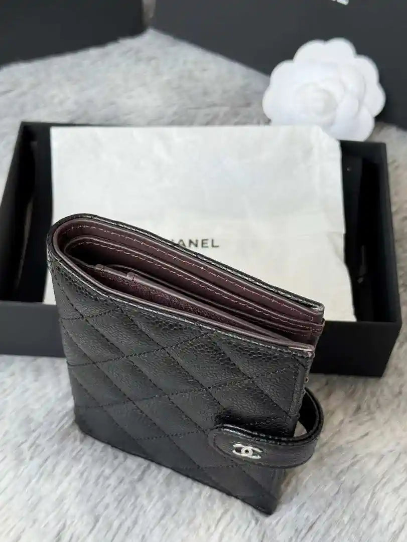 Chanel AP3196 Classic Passport Wallet Hold Rough ball Calfskin Black