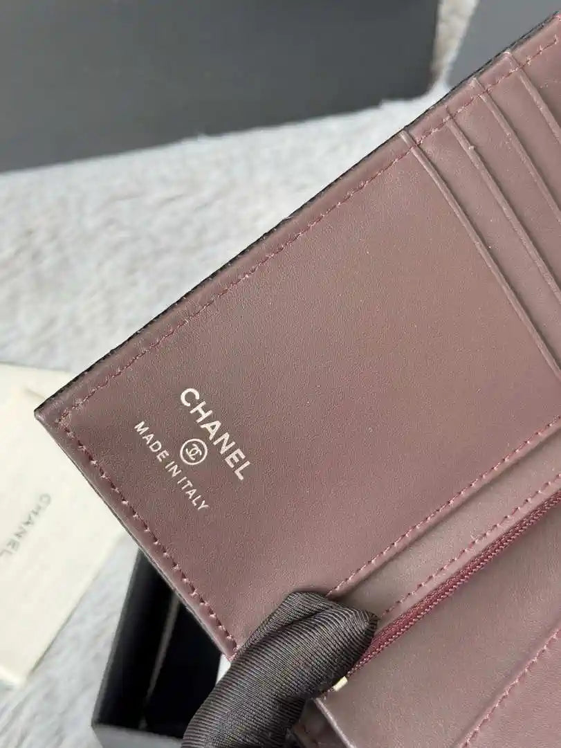 Chanel AP3196 Classic Passport Wallet Hold Rough ball Calfskin Black