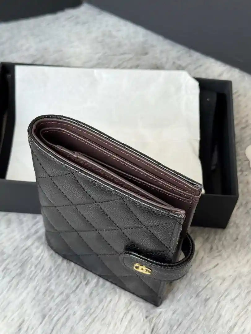 Chanel AP3196 Classic Passport Wallet Hold Rough ball Calfskin Black