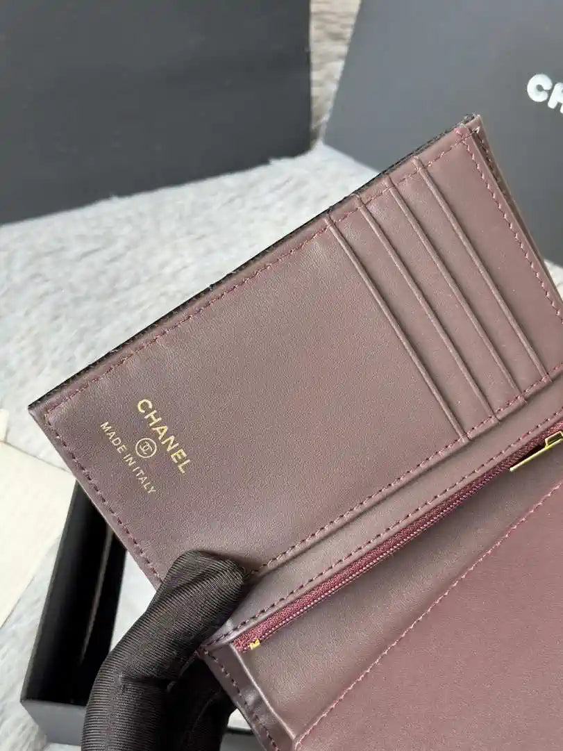 Chanel AP3196 Classic Passport Wallet Hold Rough ball Calfskin Black
