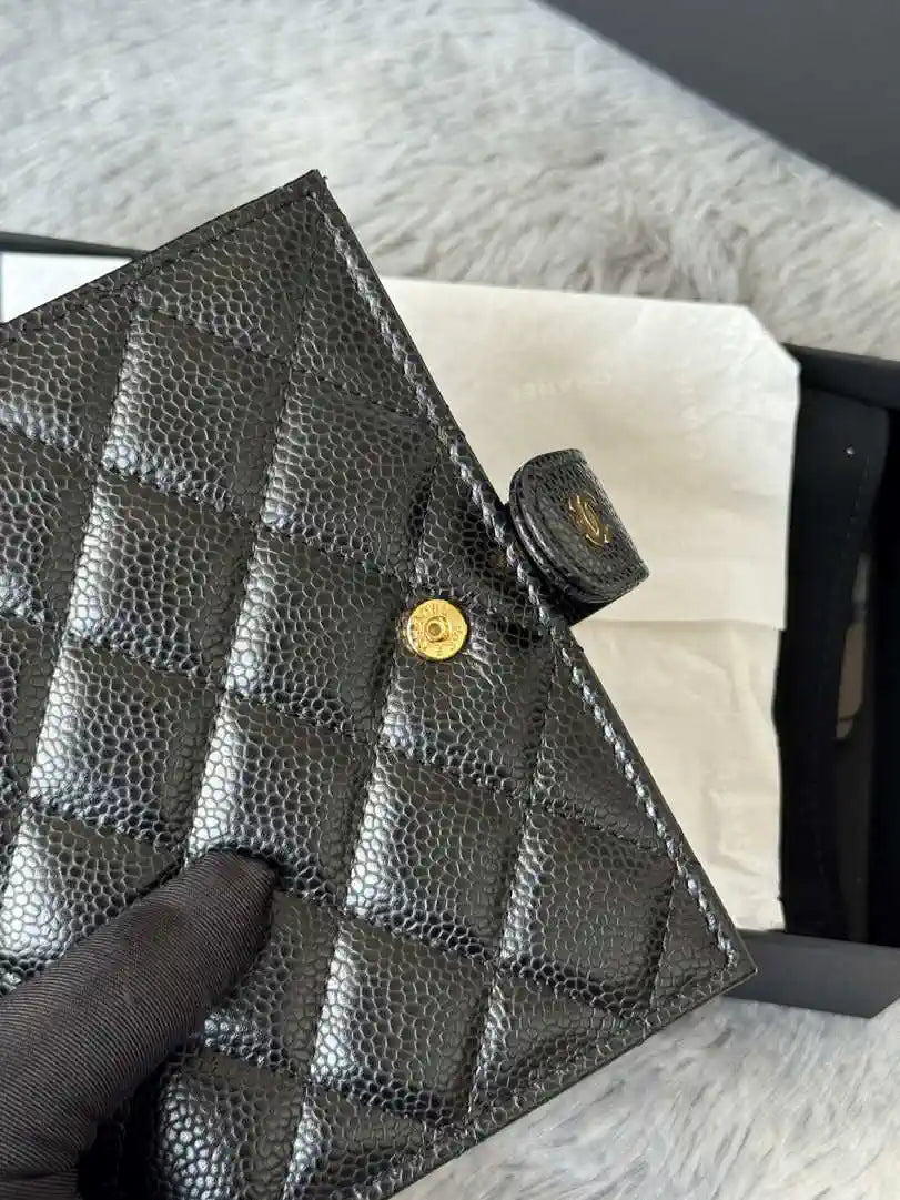 Chanel AP3196 Classic Passport Wallet Hold Rough ball Calfskin Black