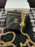 Chanel AP3203 Clutch With Chain Grained Calfskin Black