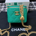 Chanel AP3203 Clutch With Chain Grained Calfskin Green - Default Title - View 1