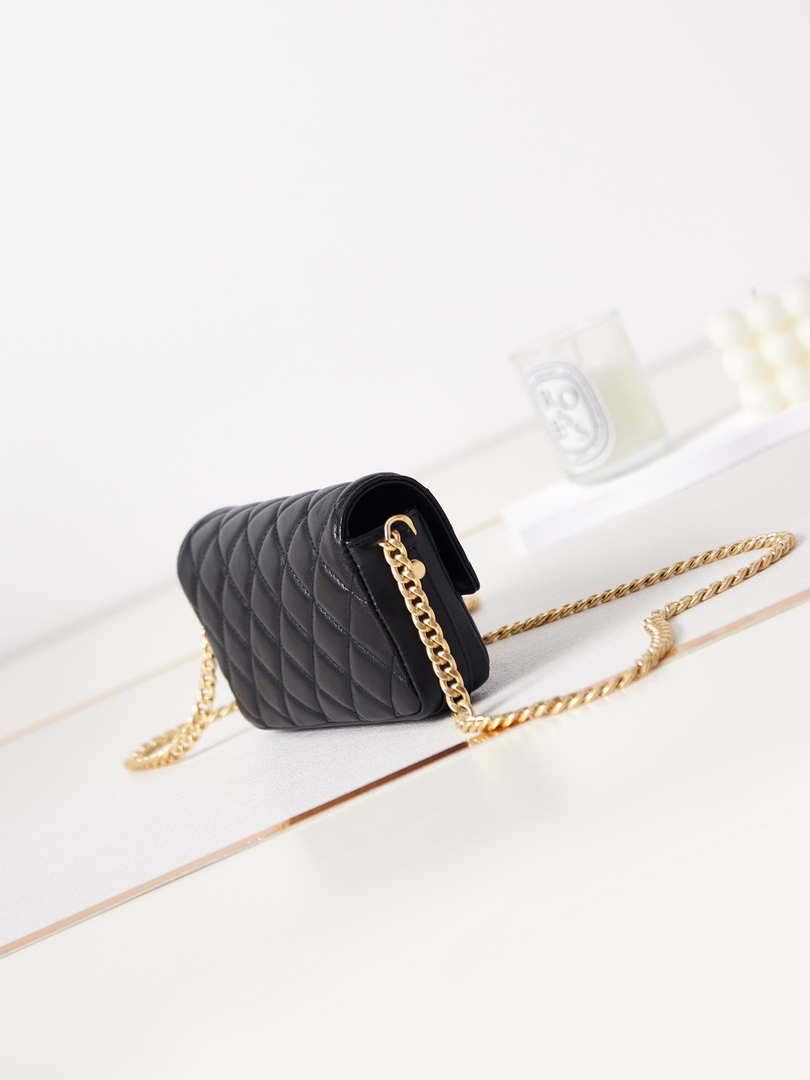 Chanel AP3207 Phone Holder With Chain shiny Lambskin & Gold-Tone Metal black - Default Title - View 2