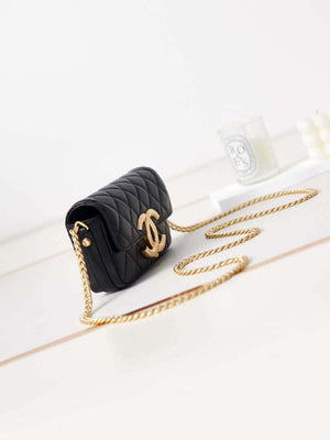 Chanel AP3207 Phone Holder With Chain shiny Lambskin & Gold-Tone Metal black - Default Title - View 3