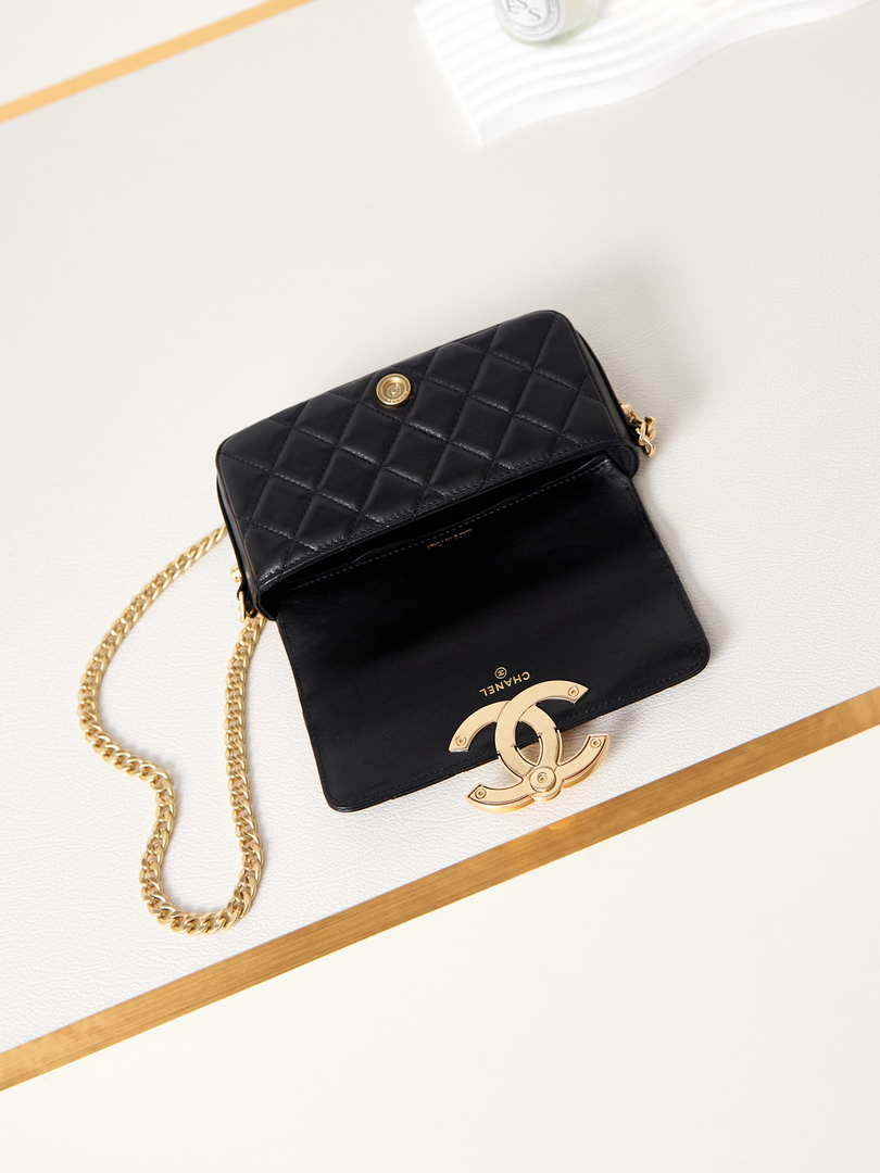 Chanel AP3207 Phone Holder With Chain shiny Lambskin & Gold-Tone Metal black - Default Title - View 8