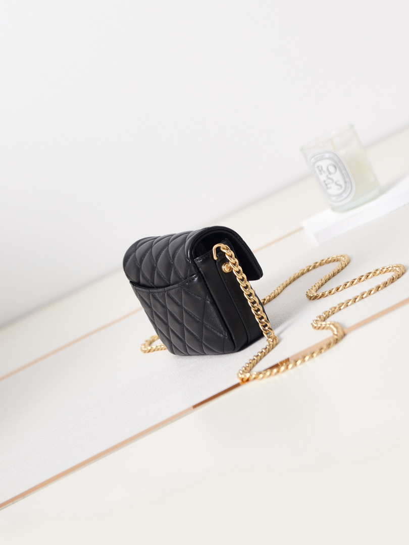 Chanel AP3208 Mini Flap bag With Chain shiny Lambskin & Gold-Tone Metal Black - Default Title - View 4