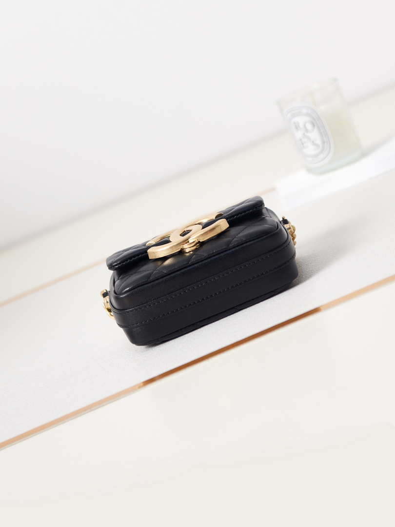 Chanel AP3208 Mini Flap bag With Chain shiny Lambskin & Gold-Tone Metal Black - Default Title - View 5