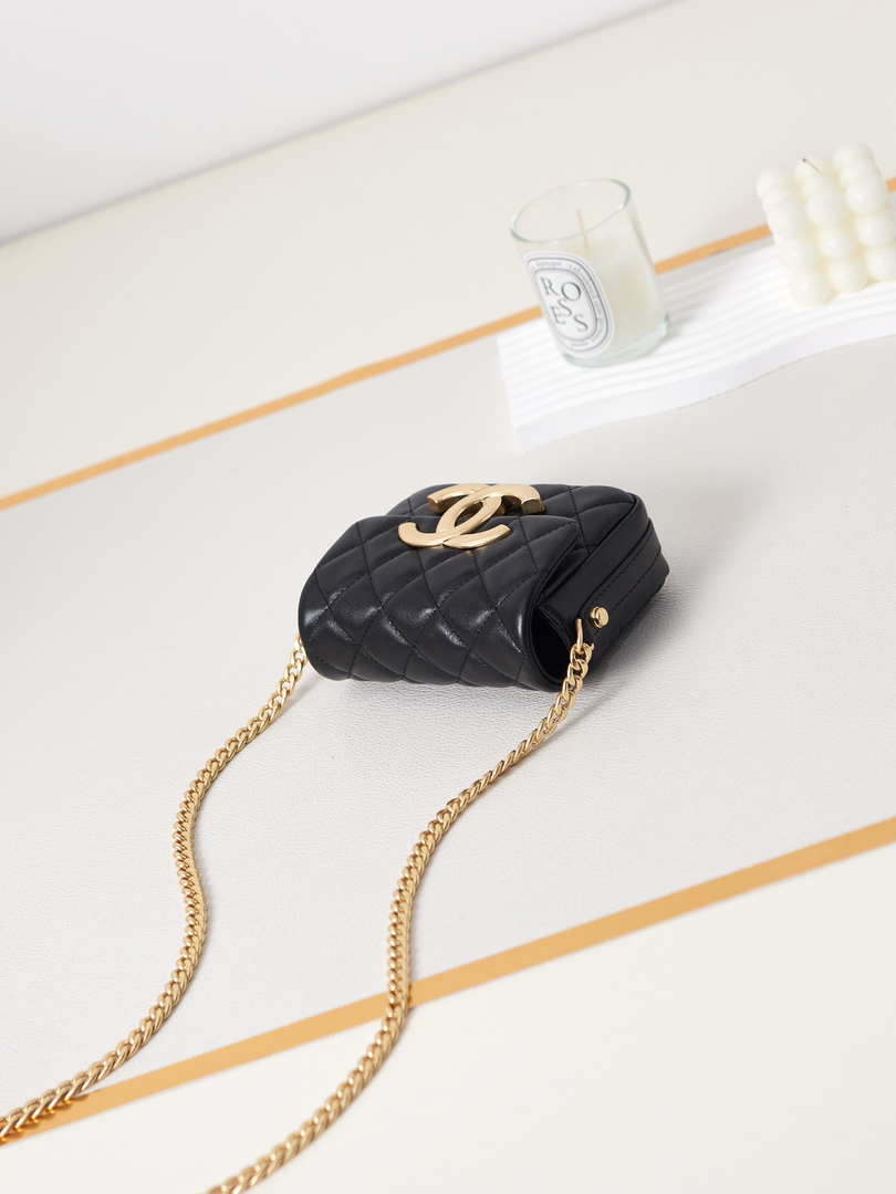 Chanel AP3208 Mini Flap bag With Chain shiny Lambskin & Gold-Tone Metal Black - Default Title - View 8