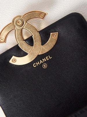 Chanel AP3208 Mini Flap bag With Chain shiny Lambskin & Gold-Tone Metal Black - Default Title - View 9