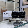 Chanel AP3226 Phone Holder with Chain Lambskin & Gold-Tone Metal Black - Default Title - View 1