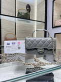 Chanel AP3226 Phone Holder with Chain Lambskin & Gold-Tone Metal Gray
