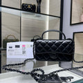 Chanel AP3226 Phone Holder with Chain Lambskin & Black-Tone Metal Black - Default Title - View 1