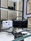 Chanel AP3226 Phone Holder with Chain Lambskin & Black-Tone Metal Black