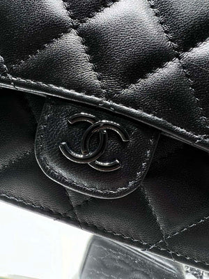 Chanel AP3226 Phone Holder with Chain Lambskin & Black-Tone Metal Black - Default Title - View 5