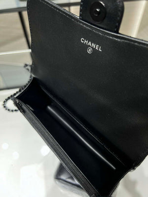 Chanel AP3226 Phone Holder with Chain Lambskin & Black-Tone Metal Black - Default Title - View 8