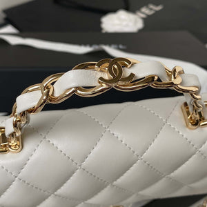 Chanel Phone Holder with Chain CC Lambskin & Gold-Tone Metal AP3226 White - Default Title - View 4