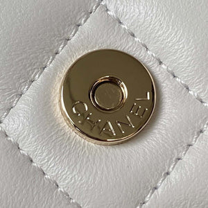 Chanel Phone Holder with Chain CC Lambskin & Gold-Tone Metal AP3226 White - Default Title - View 9