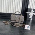 Chanel AP3226 Phone Holder with Chain Patent Calfskin & Gold-Tone Metal Gray - Default Title - View 1
