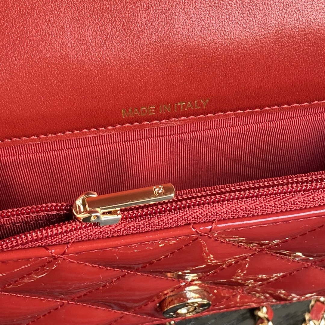 Chanel AP3226 Phone Holder with Chain Patent Calfskin & Gold-Tone Metal Red - Default Title - View 7