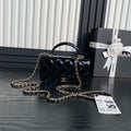 Chanel AP3226 Phone Holder with Chain Patent Calfskin & Gold-Tone Metal Black - Default Title - View 1