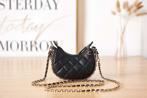 Chanel AP3232 Clutch With Chain Lambskin & Shiny Light Gold Metal Black - Default Title - View 1