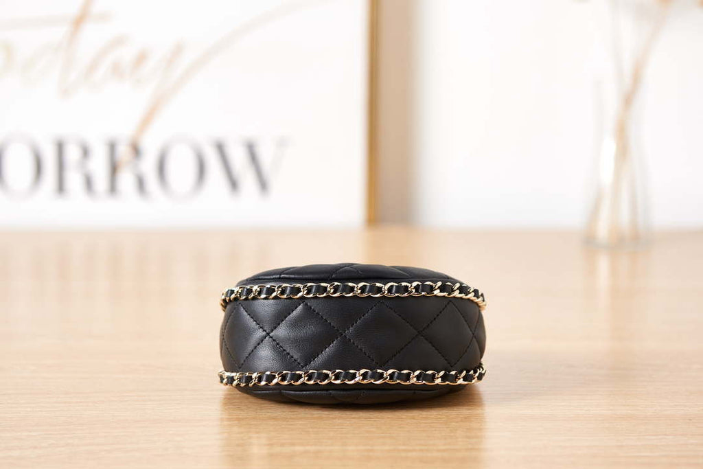 Chanel AP3232 Clutch With Chain Lambskin & Shiny Light Gold Metal Black