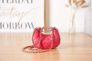 Chanel AP3232 Clutch With Chain Lambskin & Shiny Light Gold Metal Red - Default Title - View 3