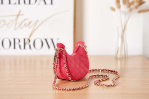 Chanel AP3232 Clutch With Chain Lambskin & Shiny Light Gold Metal Red - Default Title - View 4