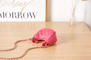 Chanel AP3232 Clutch With Chain Lambskin & Shiny Light Gold Metal Red - Default Title - View 5