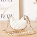 Chanel AP3232 Clutch With Chain Lambskin & Shiny Light Gold Metal White - Default Title - View 1