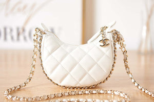 Chanel AP3232 Clutch With Chain Lambskin & Shiny Light Gold Metal White - Default Title - View 2